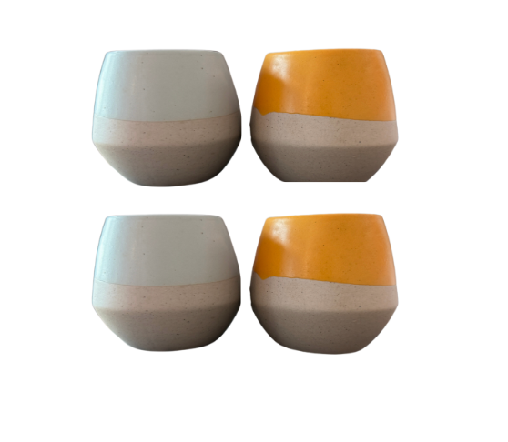 Mr Beam Steingut Vasenset (blau, gelb), 8x6cm