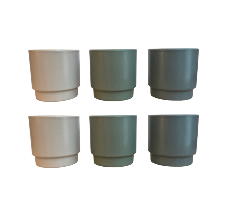 Mr Beam flowerpot set, matt (olive/grey/petrol), pack of 6