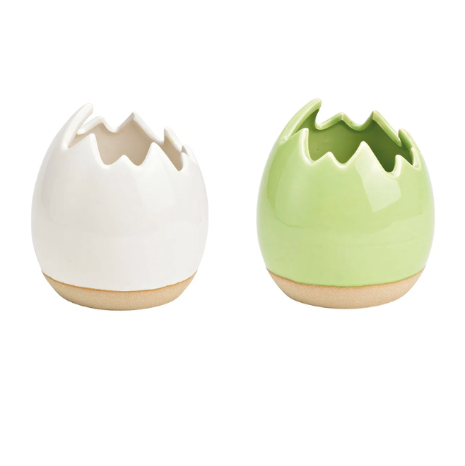 Mr Beam Blumentopf, Deko, Ei, Keramik (grün & weiß)