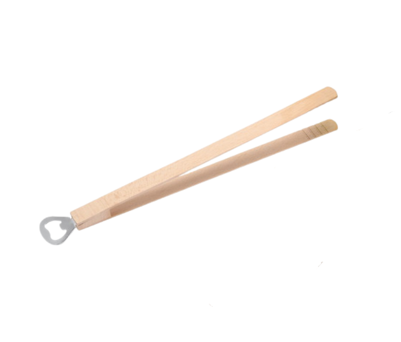 Pinzas de madera para parrilla Mr Beam con abridor de botellas, 35 x 4 cm, paquete de 2