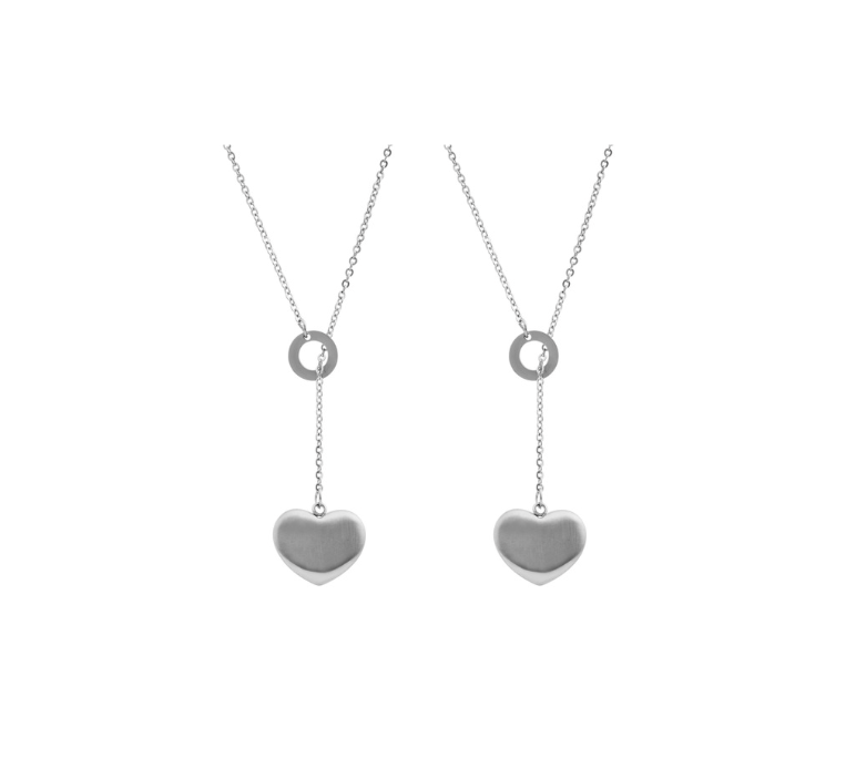 Mr Beam Edelstahl Kette mit Herz Anhänger, 45cm, 2er Pack