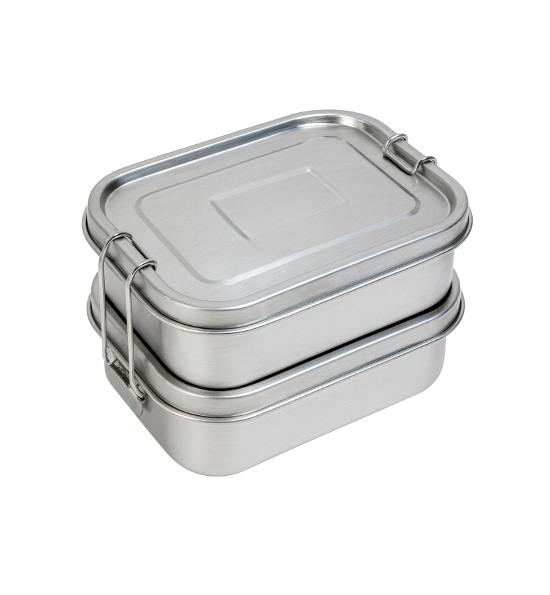 Mr Beam lunch box, stainless steel, double, 12.5 x 18.5 x 11.5 cm