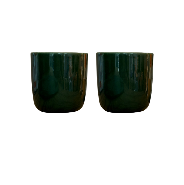 Mr Beam stoneware cup set, green, 8.5 x 8 cm