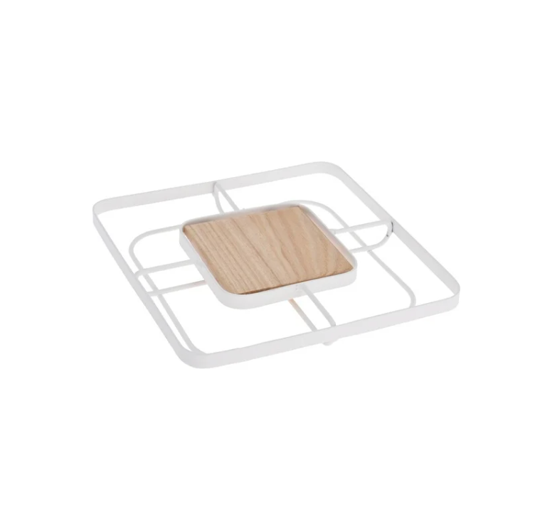 Mr Beam Topfuntersetzer, Metall mit Holz, 18x18x2cm, 2er Pack