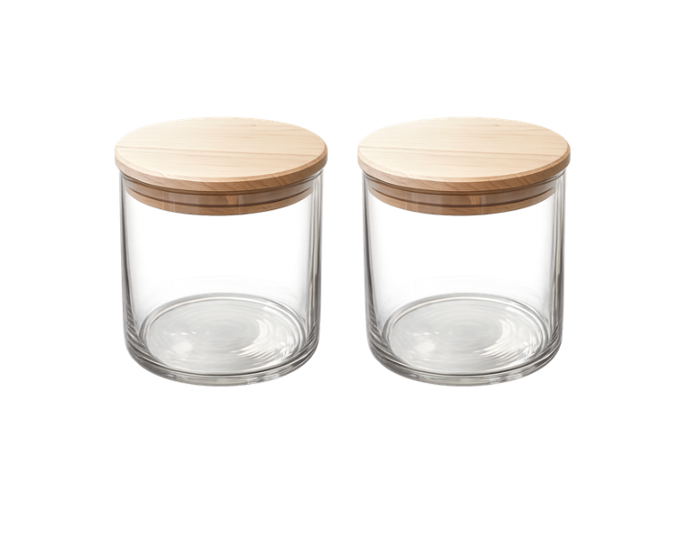 Mr Beam Vorratsglas mit Buchendeckel 10cm, 6er Pack