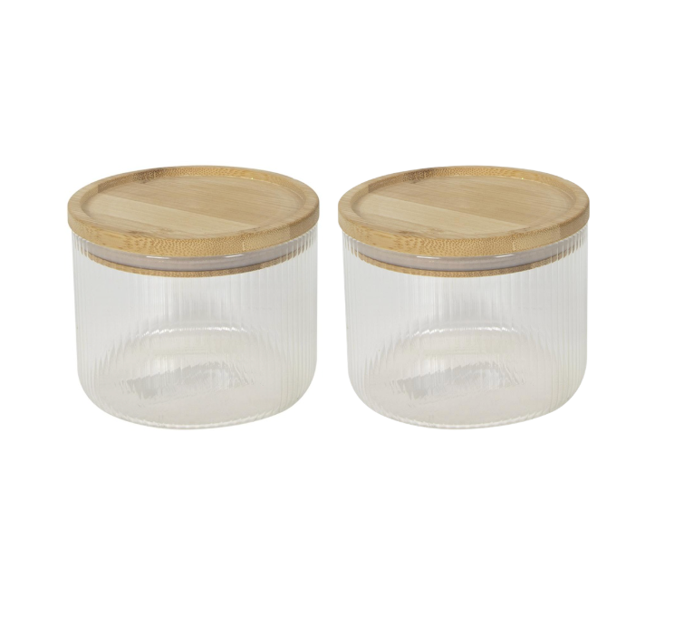 Mr Beam Vorratsglas mit Holzdeckel, 11x9cm, 2er Pack