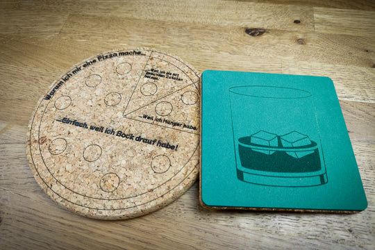 Personalized cork coasters tinker - so it's best with the MR Beam