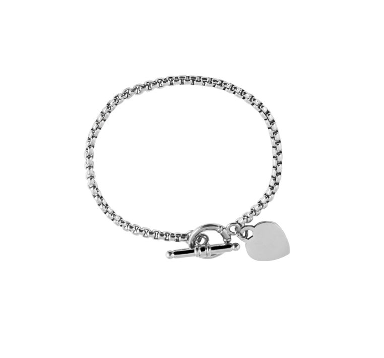 Mr Beam Armband Edelstahl mit Herzanhänger, 19cm, 2er Pack