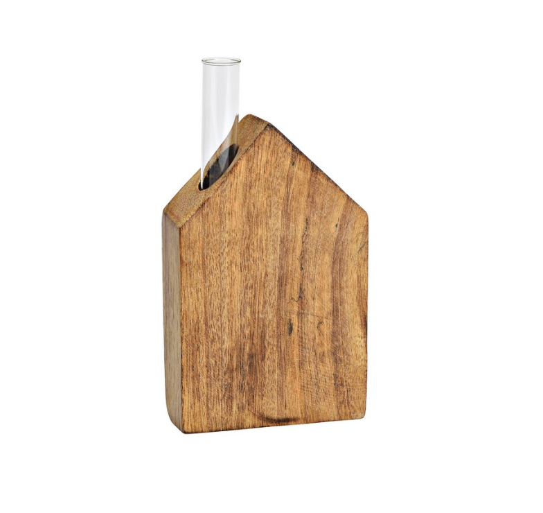 Mr Beam Mangoholz Haus mit Vase 9x18x3 cm – 2er Set