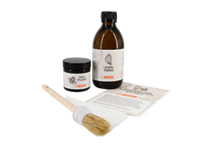 Load image into Gallery viewer, Mr Beam wood care set with stone pine oil and beeswax
