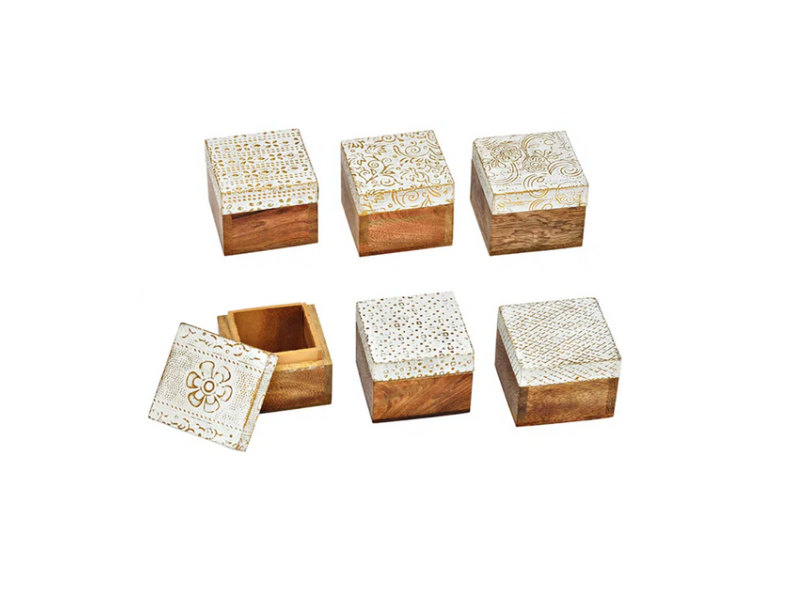 Mr Beam Schmuckdosen aus Mangoholz, 6er Set (verschiedene Formen)