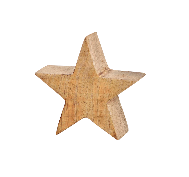 Mr Beam Deko Stern, 10x10x4cm, Mangoholz, 4er Pack