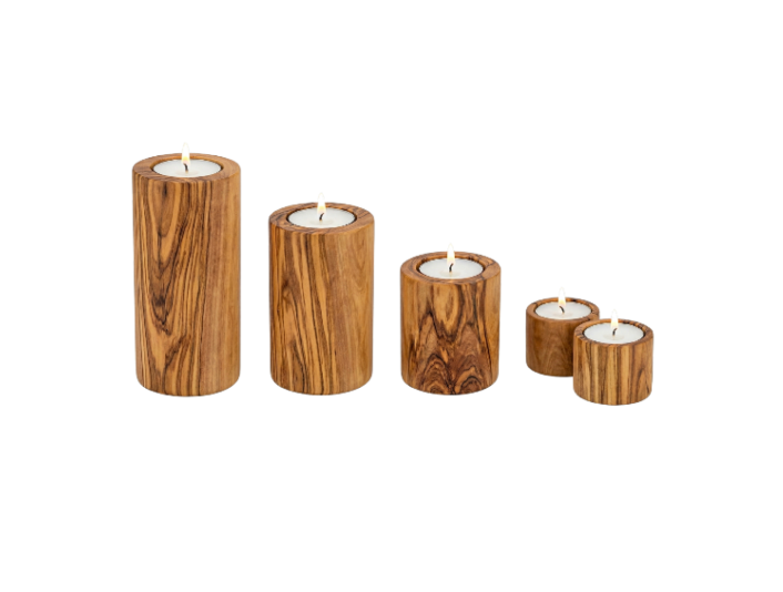 Mr Beam Teelichthalter aus Olivenholz (verschiedene Größen)