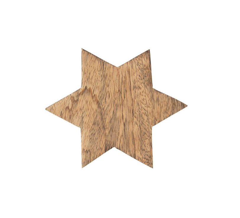 Mr Beam Untersetzer, Stern, Mangoholz, 12,5cm, 4er Pack